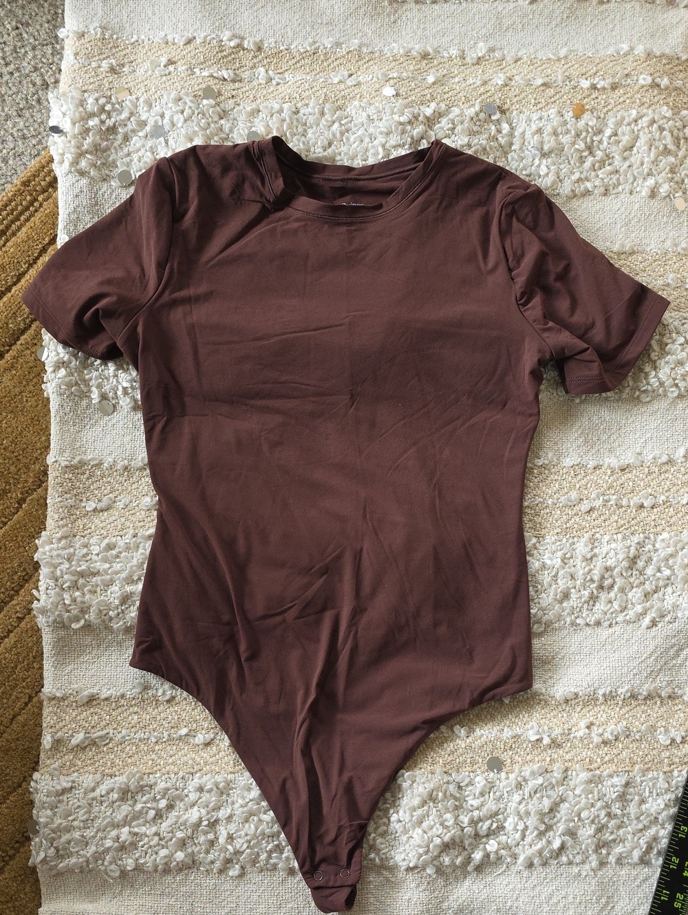 Quince Women's Short Sleeve Bodysuit in Dark Brown Medium